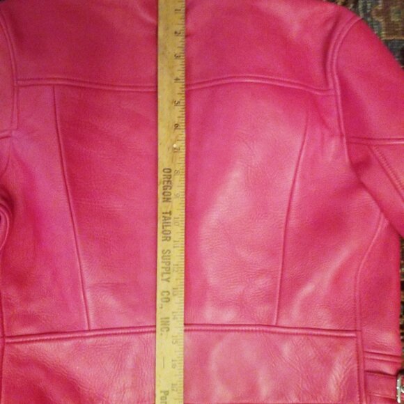 COACH Pink Ruby Leather Moto Racer Jacket Size Small - Picture 16 of 16